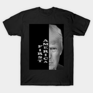 America First Donald Trump text portrait Gifts Republican Conservative T-Shirt